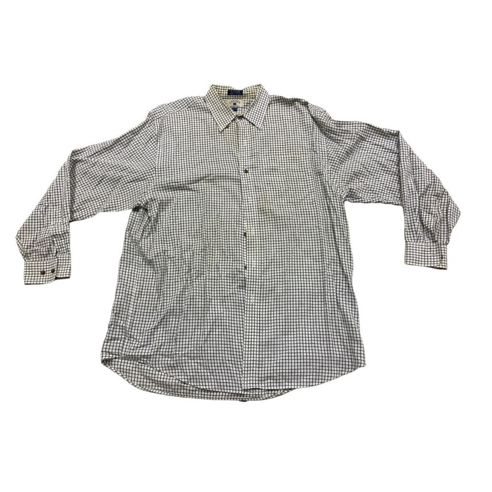 Cutter &‎ Buck Men's Button-Down Shirt XL White and Black Plaid Long Sleeve